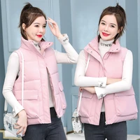 new spring autumn winter coat women 2020 cotton vest womens short solid korean jacket oversize 5xl waistcoat casual outwear