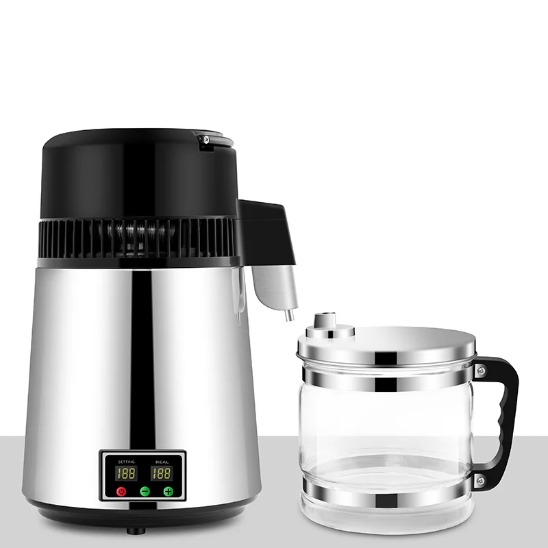 Дистиллятор воды 4 л, устройство для производства Дистиллированной Воды 1,1 галлонов, дистиллятор для чистой воды с двойным дисплеем температуры, 750 Вт, машина для дистиллированной воды