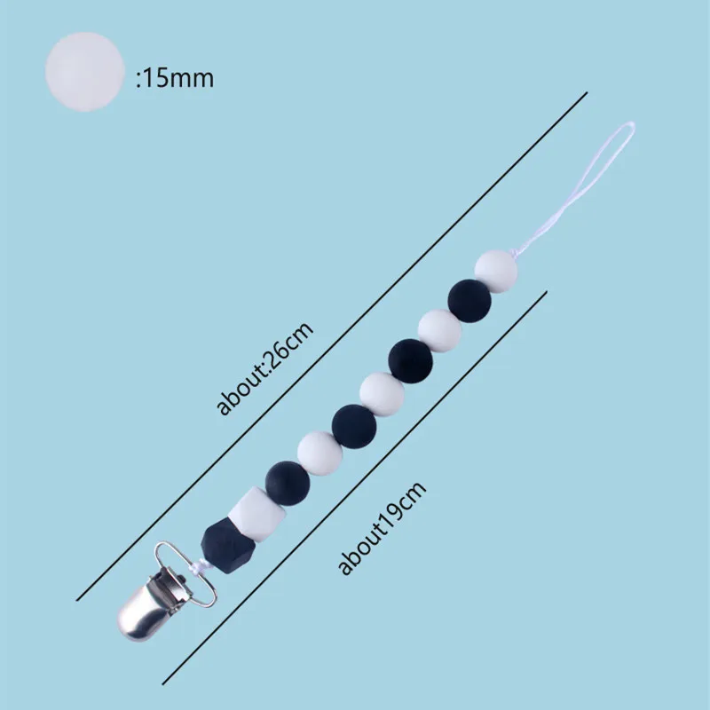 

Hot Sale Baby Teething Pacifier Chain Clips With Silicone Beads Nipples Holder Chew Toys Baby Shower Gift Infant Newborn Teether