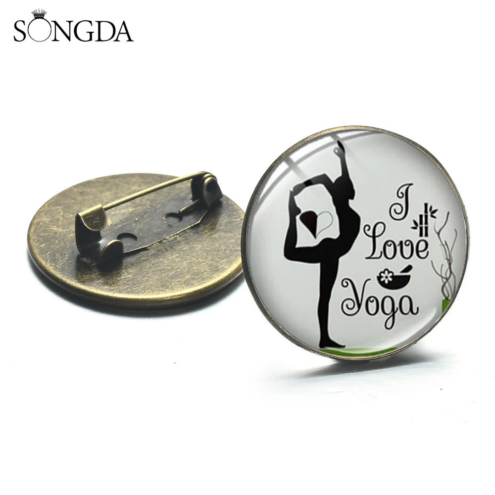 Модные Значки для танцев йоги клуба творческая надпись I Love Yoga с художественными