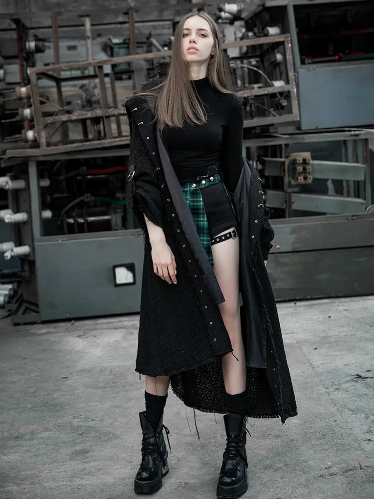 Женская куртка с бахромой PUNKRAVE Готическая темно Черная длинными рукавами и