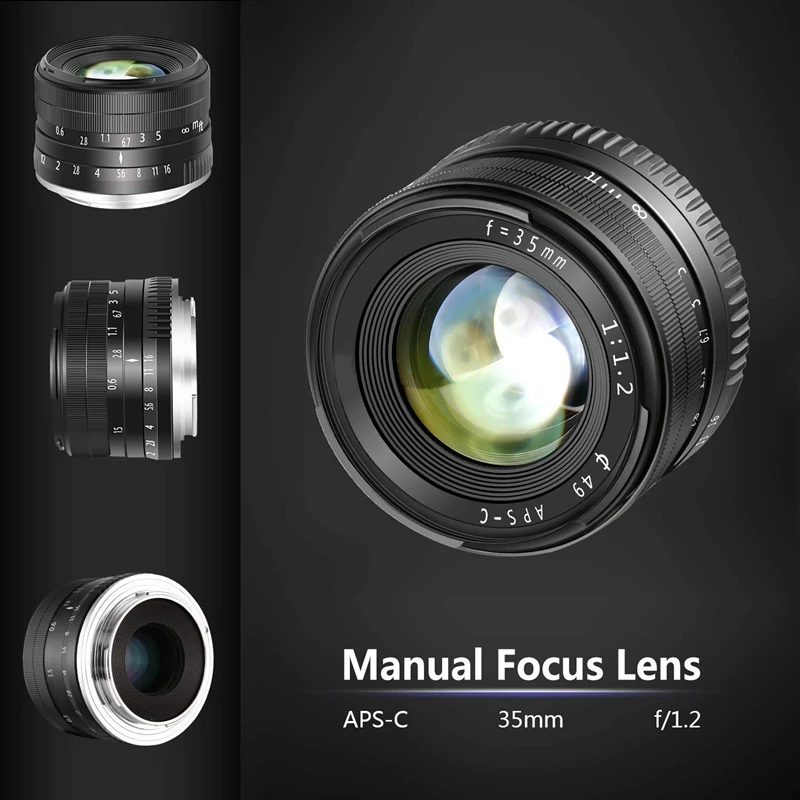 35mm F1.2 Large Aperture Prime APS-C Camera Lens for Sony E-Mount Digital Cameras NEX 3 3N 5 5T 5R 6 7 A5000 | Электроника