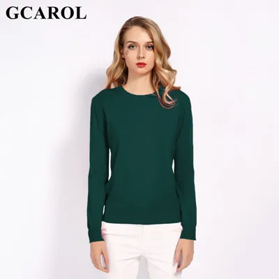 Женский вязаный джемпер GCAROL, яркий свитер из 30%-ной шерсти, эластичный пуловер в офисном стиле на осень и зиму размеров S-3XL - Цвет: Green