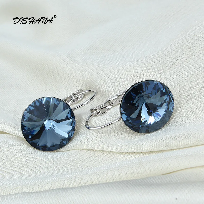platinum plating Модные Винтажные классические серьги золотистого цвета для женщин, серьги-капли красного цвета из австрийского кристалла, Круглый E0001-3 с камнем - Окраска металла: platinum plating
