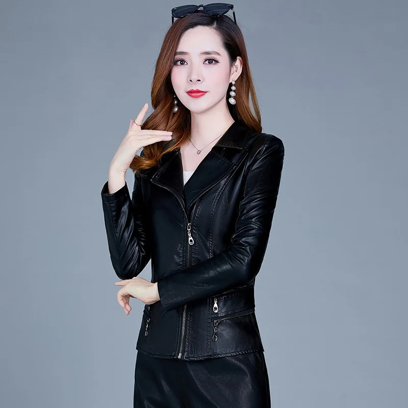 Spring Ms. Pu Short Leather Jacket Women Zipper Korean Jacket Motorcycle Slim Women's Black Red Autumn Female Fashion enlarge