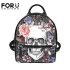 Женские мини-сумки FORUDESIGNS из искусственной кожи, с принтом черепа и розы, рюкзак в готическом стиле