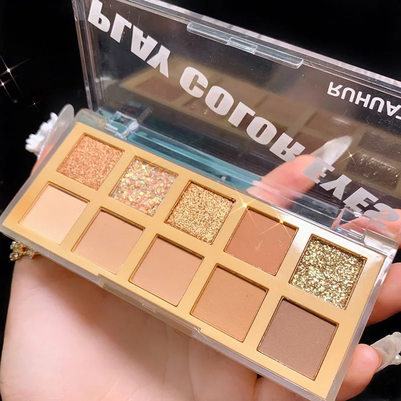 

10 Colors Glitter Eye Shadow Pallete Pigment Portable Eye Cosmetic Eye Shadow Pallete Long-lasting Eye Makeup For Women Girls