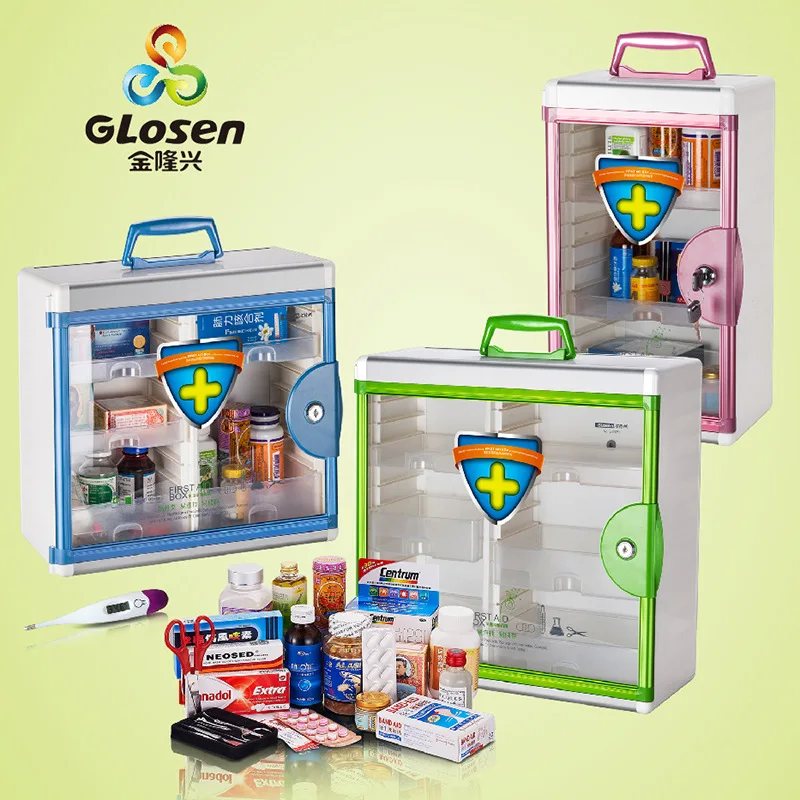 

Multifunctional medicine box R8027 wall-mounted portable medicine box aluminum alloy household medical box