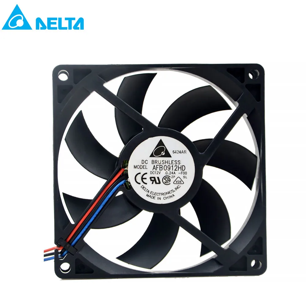 Для проводного провода delta AFB0912HD 92X92X20MM 12V 0.24A (номинальное 0.14A) 2700RPM 54.60CFM 35.0DBA 2 3