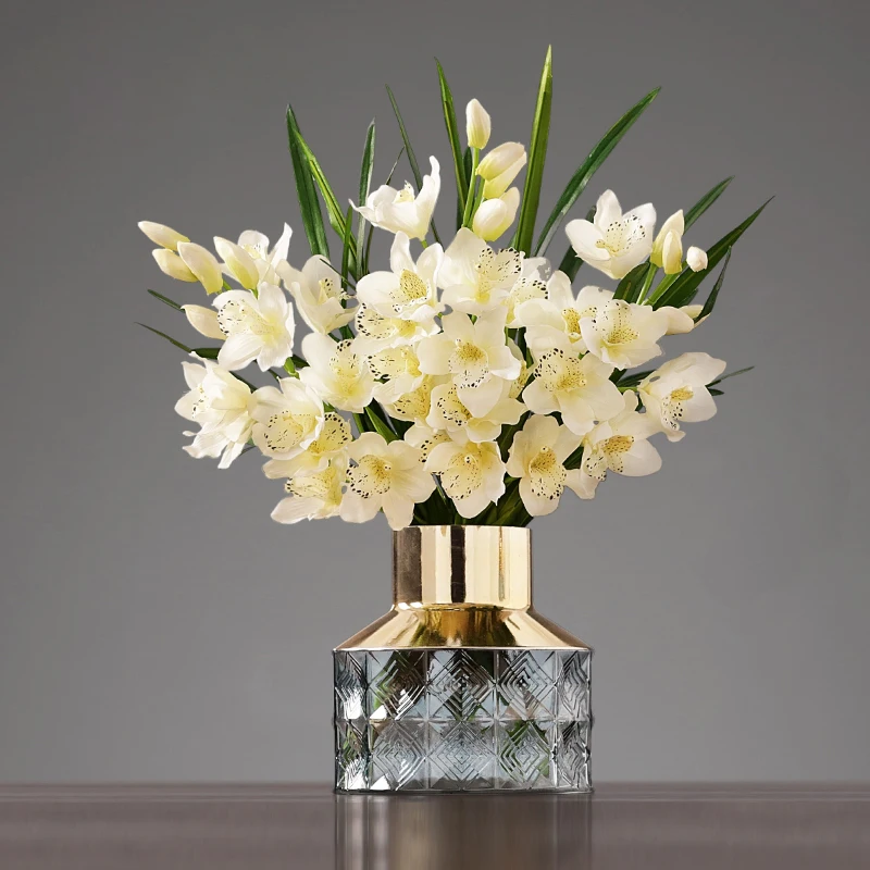 Скандинавская стеклянная ваза из золотой фольги с принтом обеденный стол