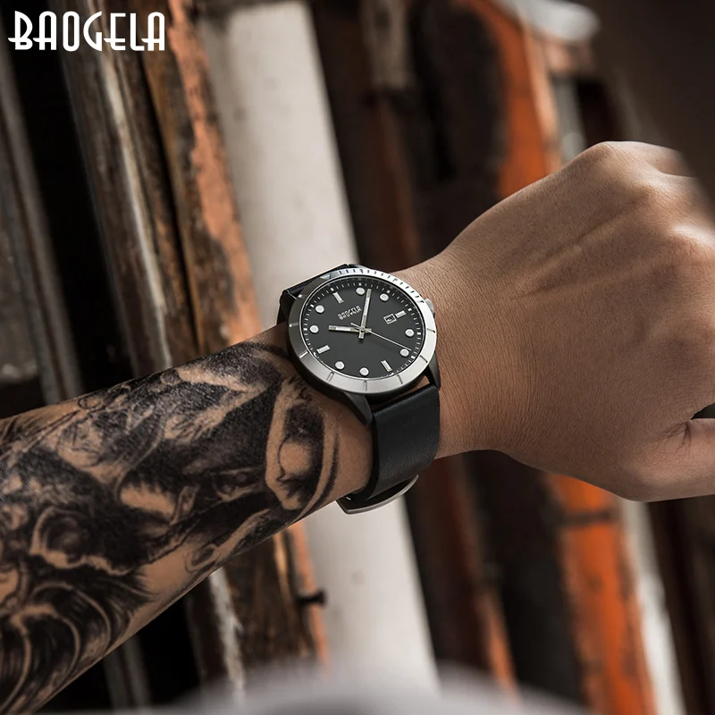 Кварцевые часы BAOGELA Браслет режима en cuir montre-bracelet Relogios Masculino 3 | Наручные