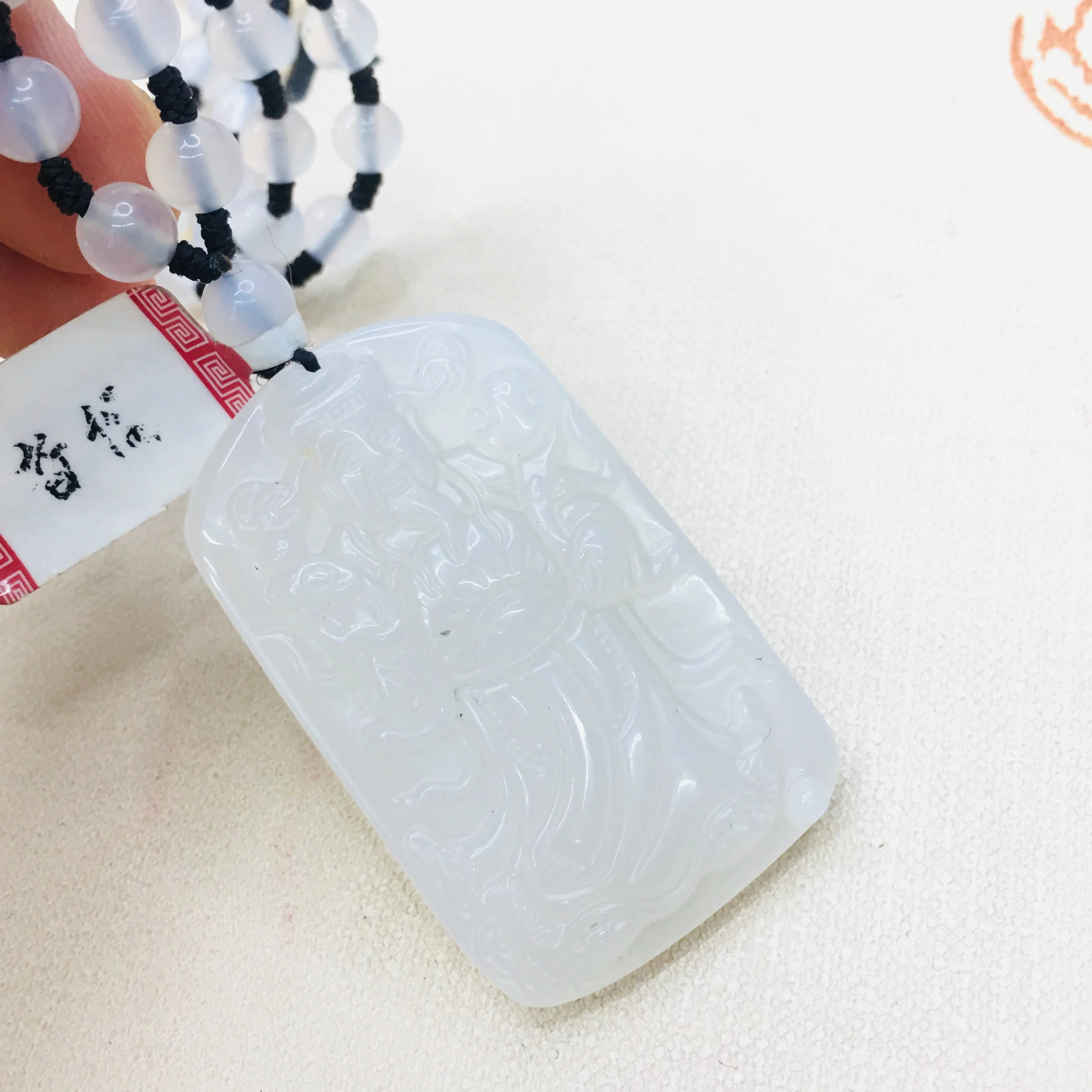 Натуральный Бразильский ледяной нефритовый резной белый кулон-амулет с Бусины