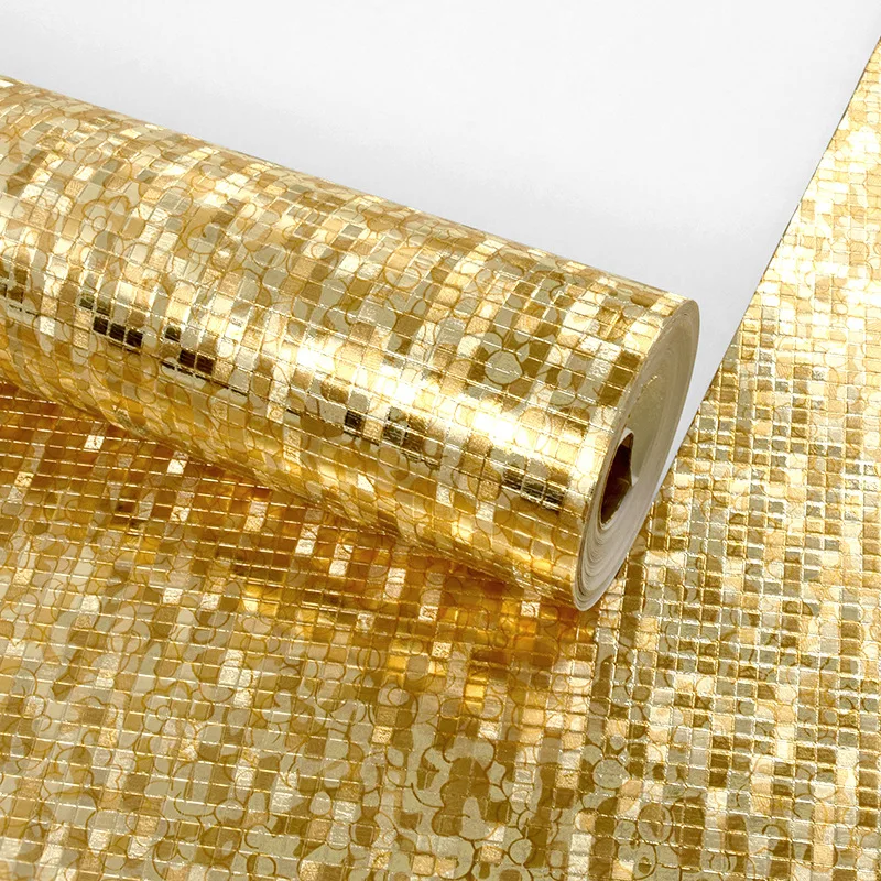 Classic Luxury Gold Silver Foil Wallpaper Waterproof Living Room Bedroom Ceiling Striped Lattice Golden Glitter Wall Papers Roll