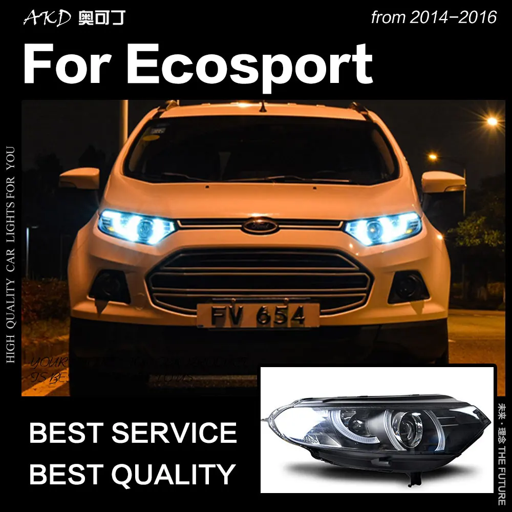 AKD автомобильный Стайлинг для Ford Ecosport 2014 брендовый светодиодный сонар фара DRL Hid