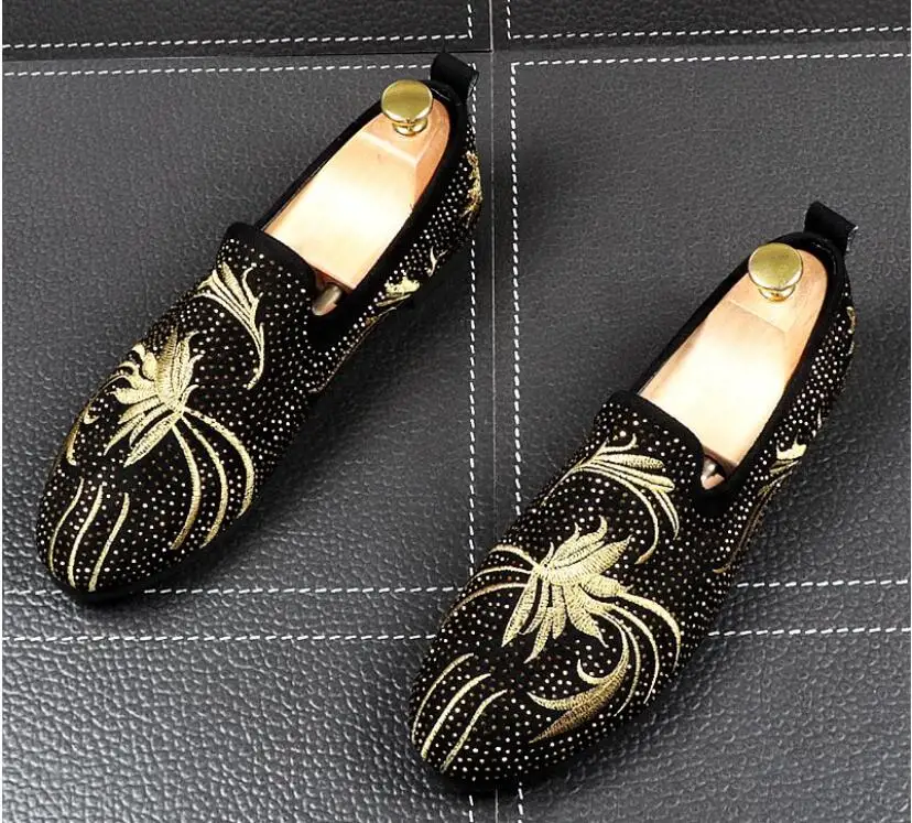 Новые роскошные мужские украшенные вышивкой модная повседневная обувь синего