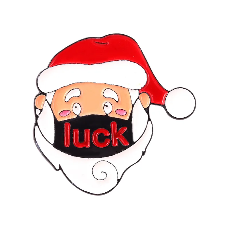 

Good Luck Letter Enamel Pins Cartoon Santa Claus Figure Badge Brooch Alloy Jeans Shirt Lapel Pin Jewelry Cute Christmas Gift