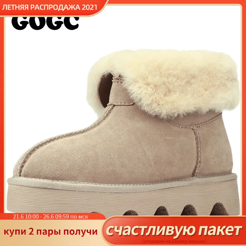GOGC зимние ботинки Женские с шерстью Теплые женские на меху Зимняя обувь из