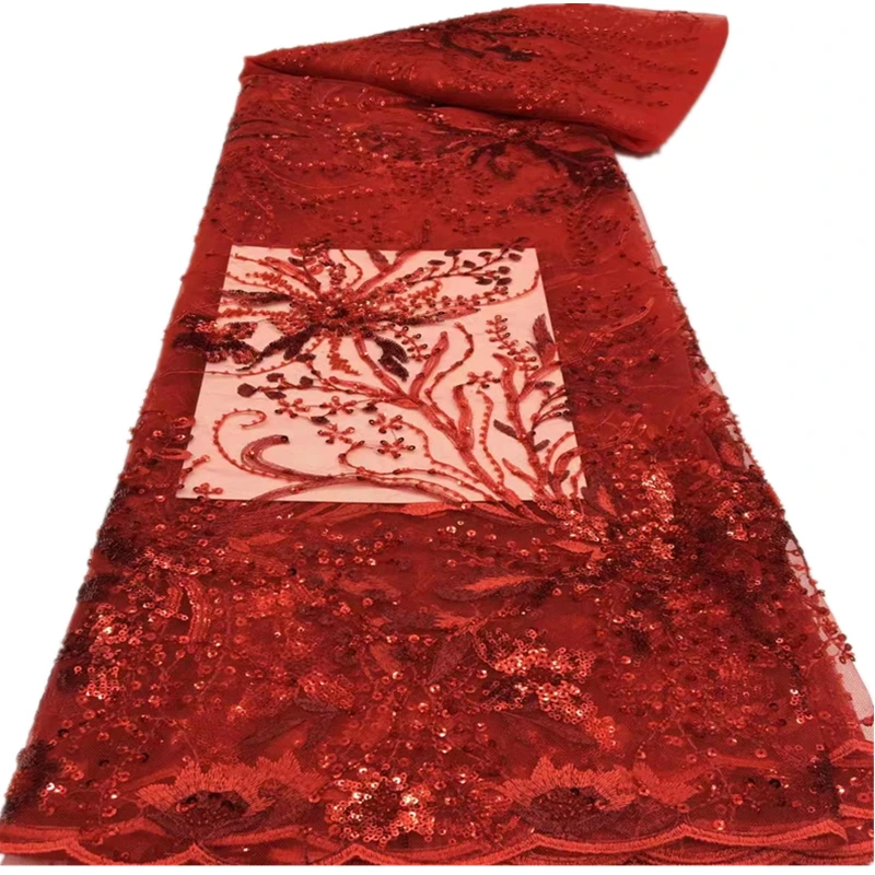 

African Lace Fabric with sequins Embroidery Tulle Lace African Lace Fabric French Nigerian for Wedding Dress XX-240