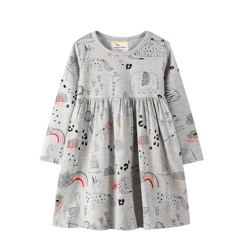 Cat Applique Girls Dresses Cotton Princess Long Sleeve Baby Dress Animals Children Costume Party Cute | Детская одежда и обувь