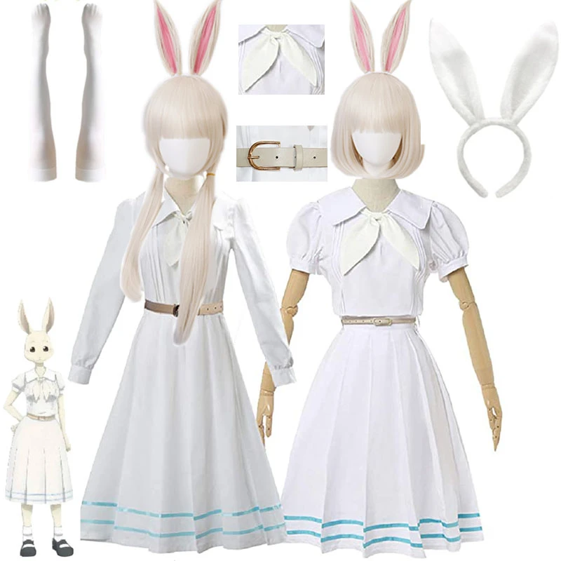 

New Anime Cosplay Beastars Haru Costume Lolita Dress Wig Ears Women School Uniform Costume Wig Rabbit Girl Japanese Cute Dress