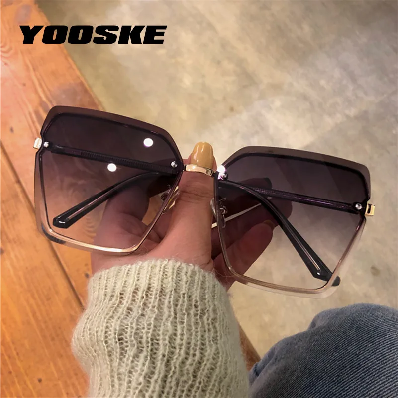 

YOOSKE 2021 Квадратные Солнцезащитные очки для женщин, роскошные Брендовые женские солнцезащитные очки без оправы для женщин