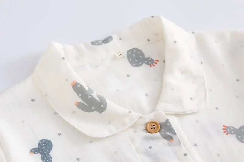 Свежий кактус хлопок марля Весенняя Пижама наборы для женщин уютная