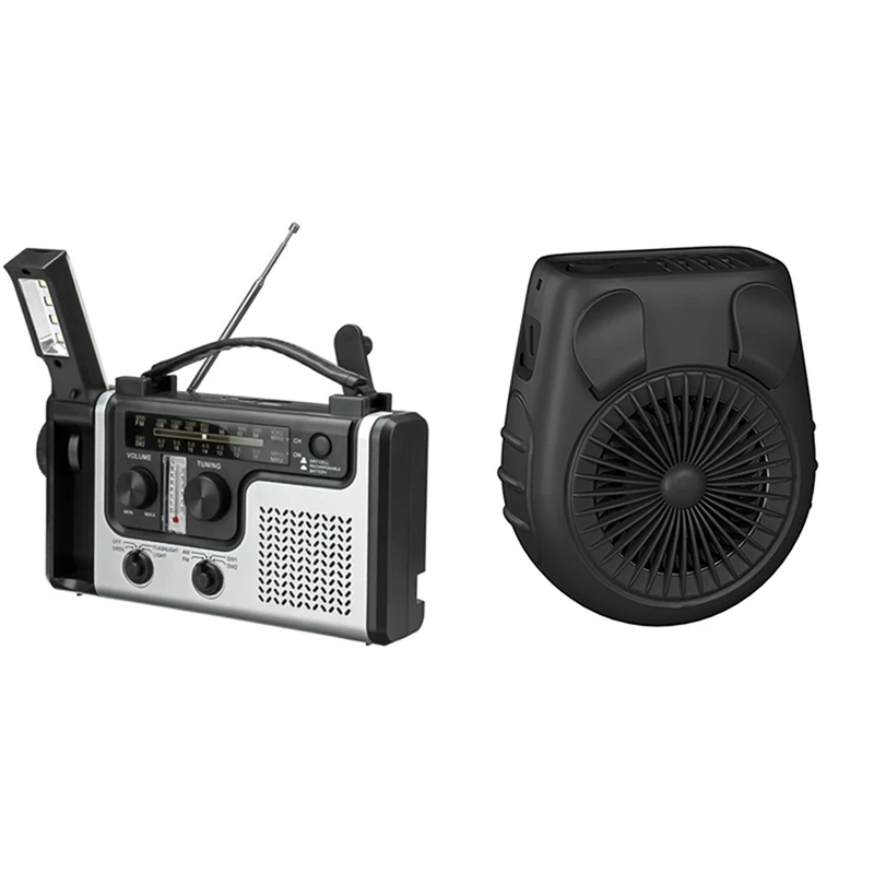 

RISE-Outdoor многофункциональное портативное радио на солнечной батарее, FM / AM радио с мини-портативным вентилятором, зажимом для талии