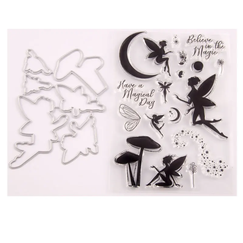 

Fairy Mushroom Metal Cutting Dies and Clear Stamps for Scrapbooking DIY Crafts Die Cut Stencils Card Make Photo Album Decorative