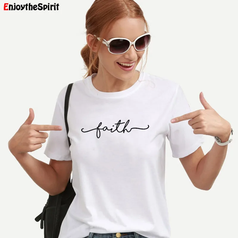 Enjoythespirit Faith футболка с буквенным принтом женская коротким рукавом белая