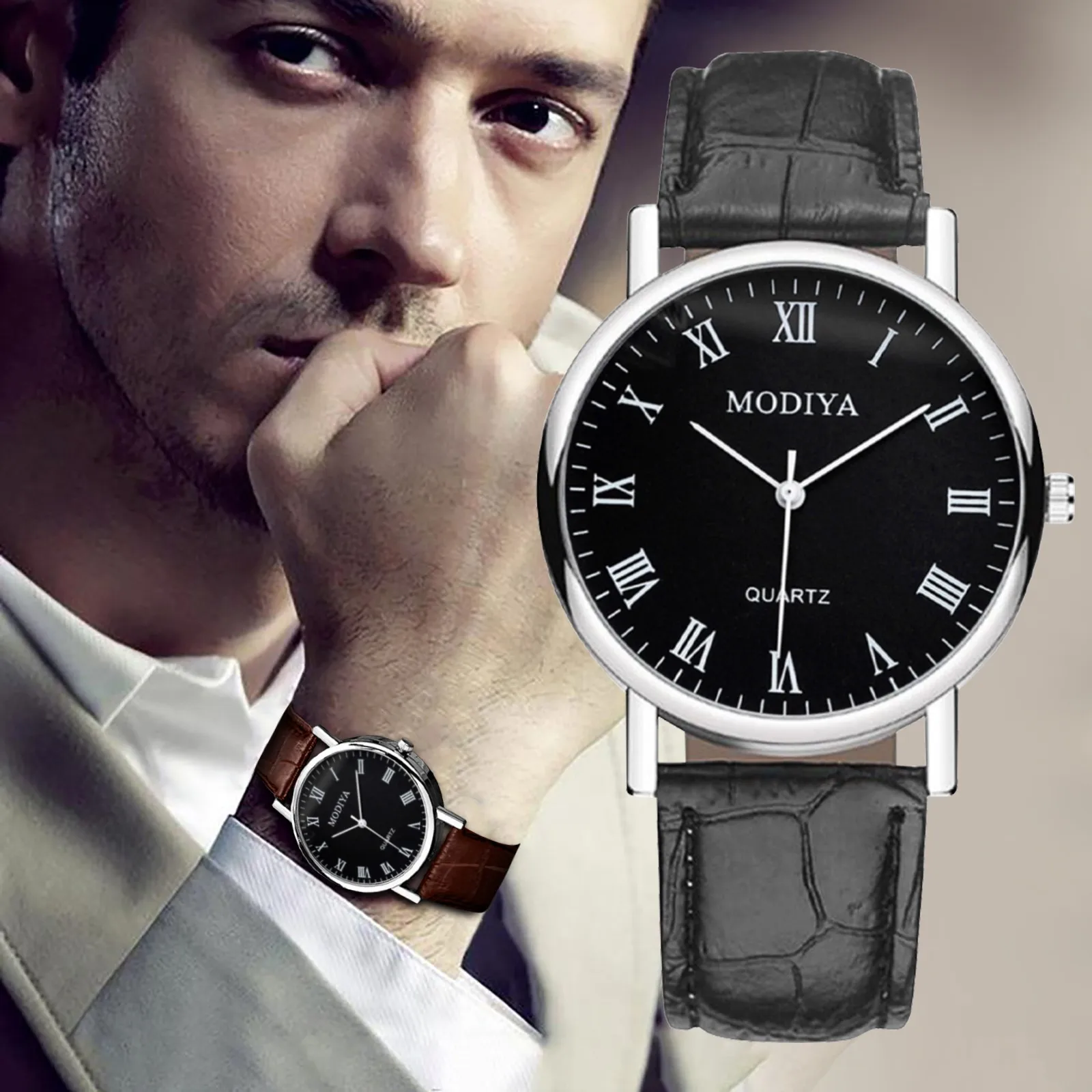 

2021 Men Fashion Business Watches Leather Mens Analog Quartz Wrist Watch Retro Scale Wristwatch For Man Woman Gift Reloj Hombre