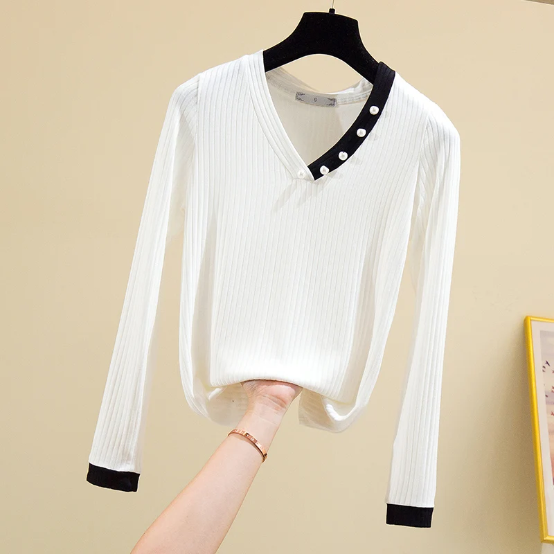 Модная Лоскутная футболка с длинными рукавами Новинка осени 2020 повседневный