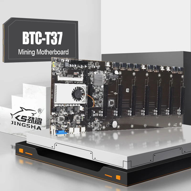 JINGSHA BTC-T37 Riserless Mining Motherboard With CPU 8 GPU Bitcoin Crypto Etherum Mining Motherboard SODIMM DDR3 SATA3.0 VGA