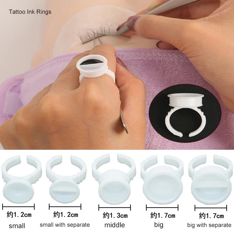 

100pcs Disposable Microblading Pigment Glue Rings Tattoo Ink Holder Eyebrow Makeup Accessories Eyelash Extension Glue Cups S/M/L