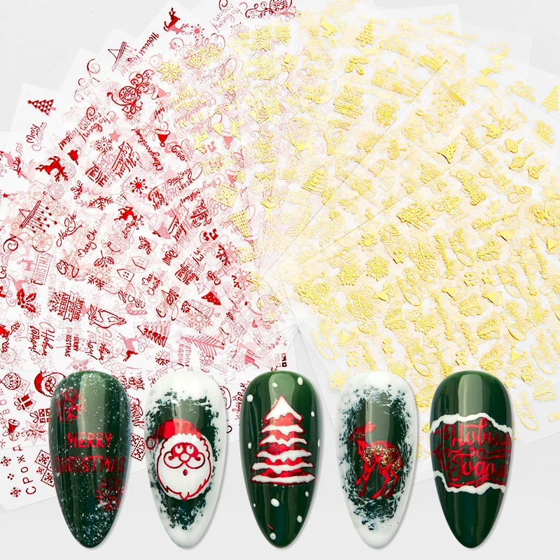 Наклейки для ногтей с изображением красных и золотых лилий|Стикеры наклейки| |