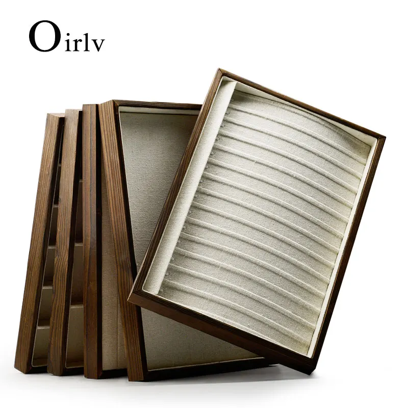 Oirlv New Solid Wood 24 Grids/Necklace Storage Tray Shop Bracelet Jewellery Goods Display Tray Props