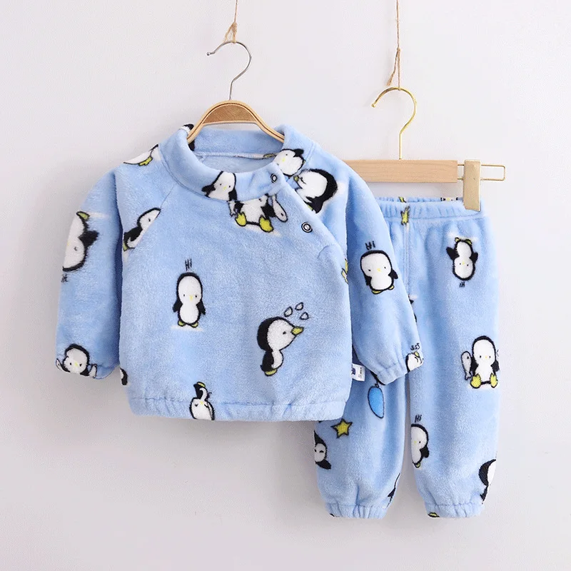 

Childrens Pajamas 2021 Winter New Baby Boys Girls Thickened Fashion Set(Top+Pant) Children's Winter Clothes To Keep Warm At Home