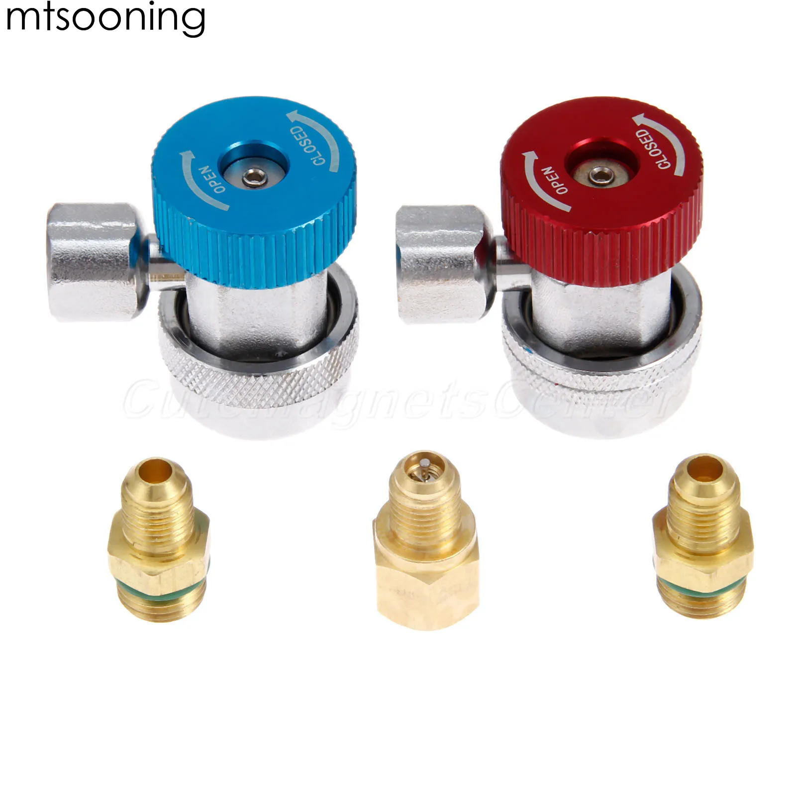 mtsooning 1pair Auto R134A AC Air Condition Adjustable Quick Coupler Refrigerant High Low Adapter Connector Manifold Gauge Set