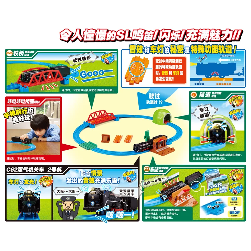Takara Tomy действие на рельсы для плетения 60-летие C62 паровой набор Локомотив