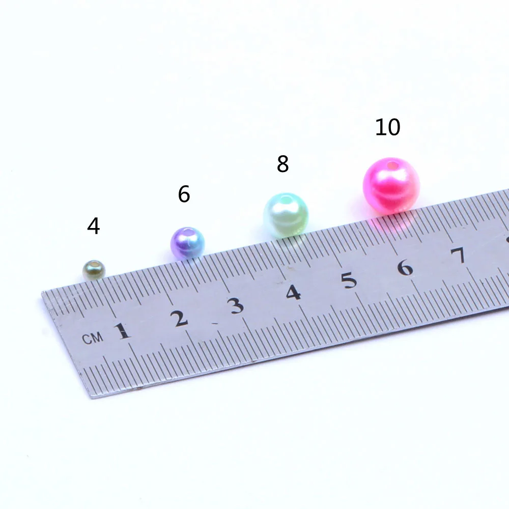 

150Pcs/Pack Mix Size 4/6/8/10mm Beads With Hole Colorful Pearls Round Acrylic Rhinestones Beads Nail Art Crafts DIY Decoration