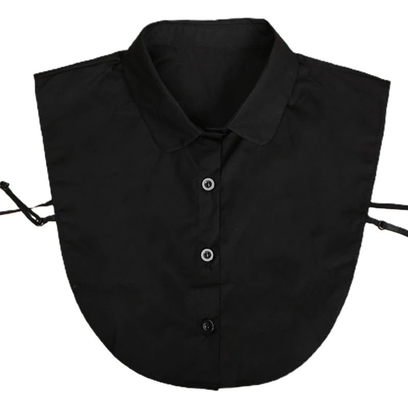 

Women Decorative Cotton False Collar Solid Color Button Lapel Half Shirt Dickey 50PF