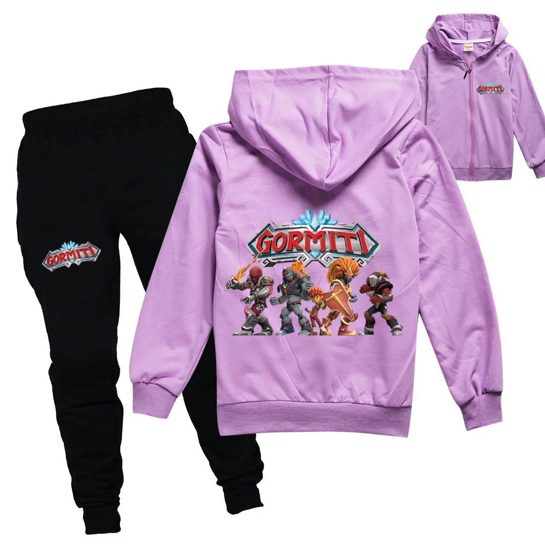 Gormiti Clothing Set Kids Hoodies Jogger Pants Tracksuit Girls Jacket with Zipper Hooded Tops Children Coat Baby Boys Streetwear