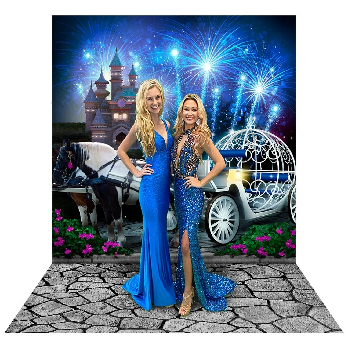 Fairy Tale Castle Princess Backdrop for Photography Props Pumpkin Carriage Cinderella Firework New Year Background Wedding Decor