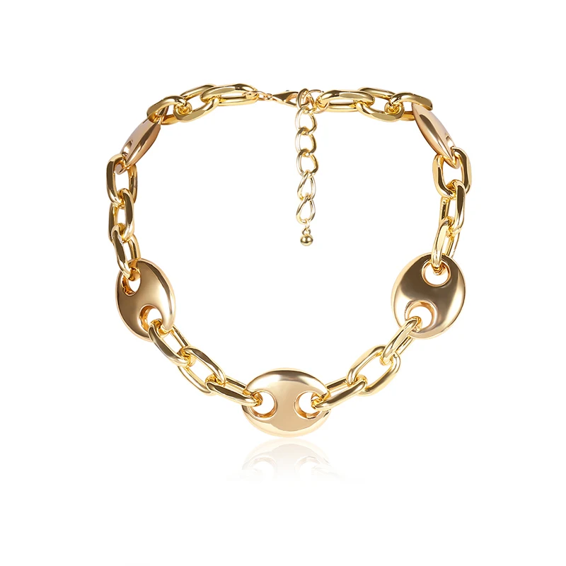 Креативное металлическое ожерелье с толстой цепочкой простой однослойный