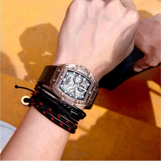 Часы наручные спортивные с резиновым ремешком модные многофункциональные