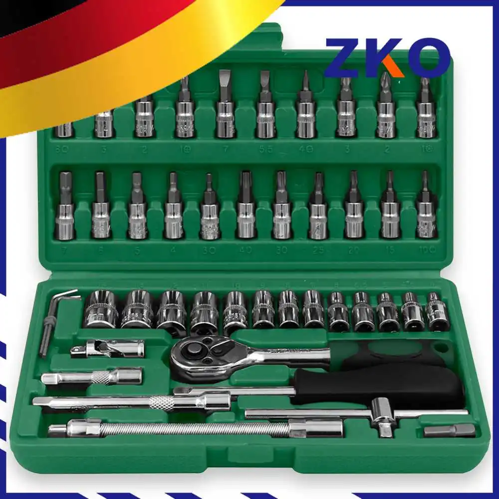 

Home Hand Tool Set Mechanics Kit 46 Piece Precision Screwdriver DIY with Hard Case for Maintenance Work Repair