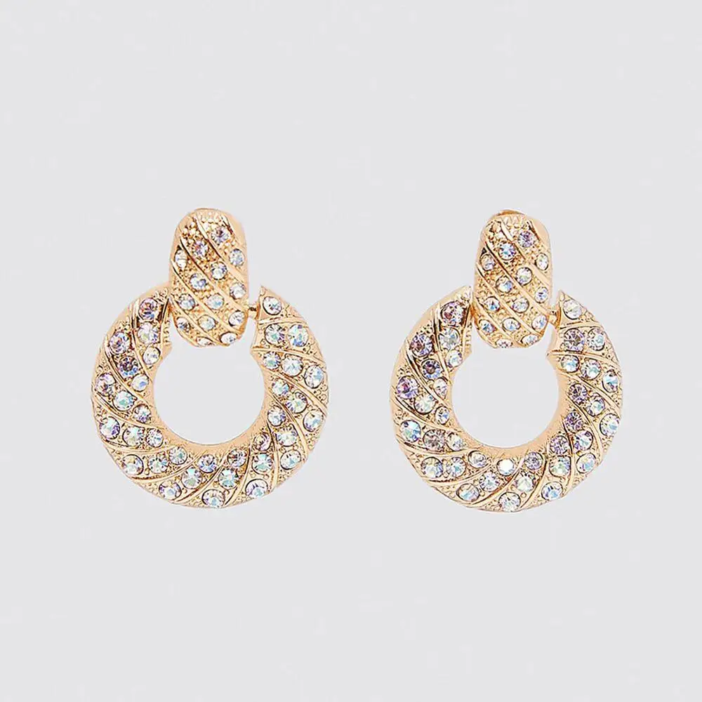 2019 ZA Стразы Висячие серьги для женщин модные массивные с кисточками и