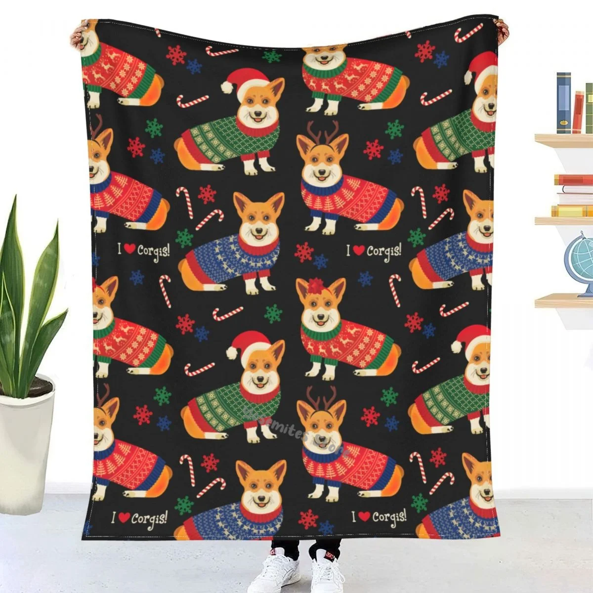 

Cute Corgi Throw Blanket Sherpa Blanket Bedding soft Blankets
