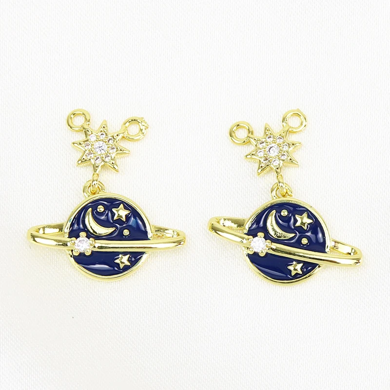 

20 шт., эмалированная планета подвеска, аксессуары, Золотая Звезда, фотоэлемент для изготовления ожерелья, подвеска, ювелирные изделия 7492