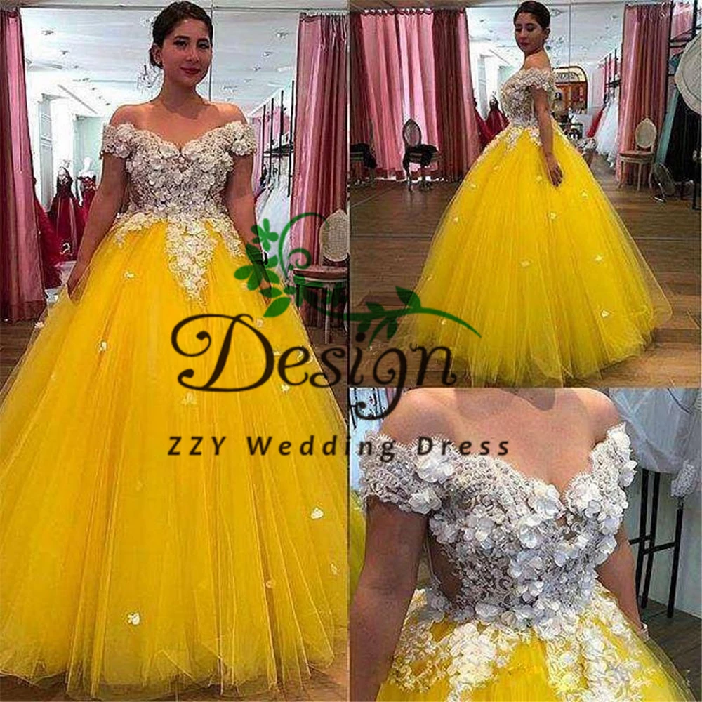 

Illusion Yellow 3D Flowers Appliques Quinceanera Dress 2021 Sweetheart Neckline Corset Party Princess Lace Appliques Sweet 16