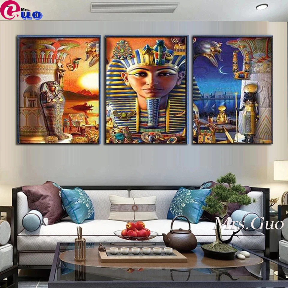 

DIY Diamond Embroidery Egyptian Scenic 5d Diamond Painting For Sale Cleopatra Ancient Egypt Diamond Mosaic 3 pcs Home Decor